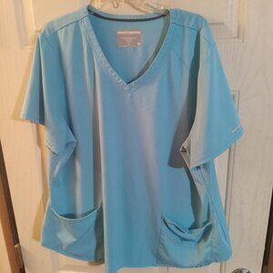 Skechers By Barco Women's Breeze 3 Pocket Scrub Top 3XL Poolside Blue